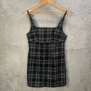 Altar'd State Plaid Corduroy Mini Dress Womens Large Dark Academia Preppy Grunge